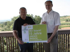 H. KleinObleute Strommer und Preiner bei der Ankündigung der Feier des Jubiläums 15 Jahre Welterbestätte Neusiedler See im Juli 2016